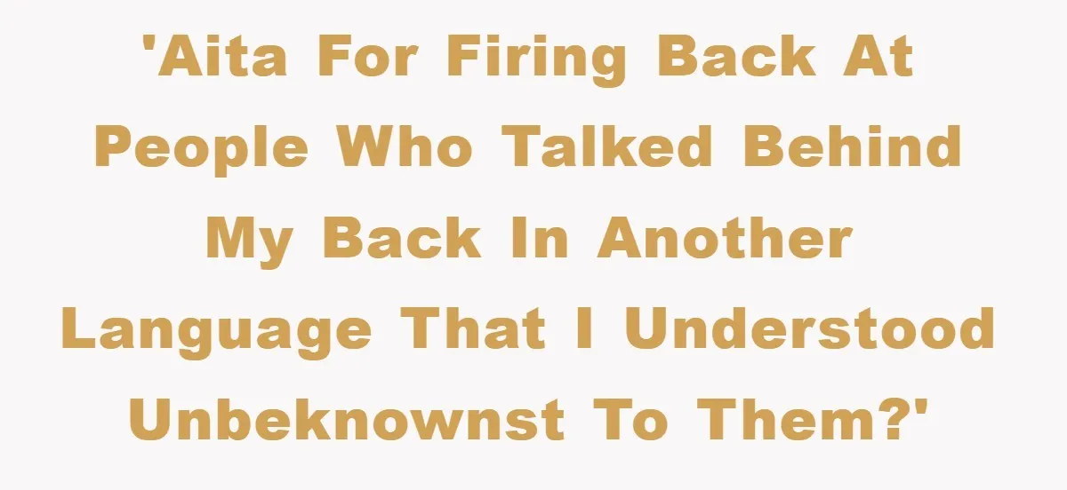 'AITA for firing back at people who talked behind my back in another language that I understood unbeknownst to them?'