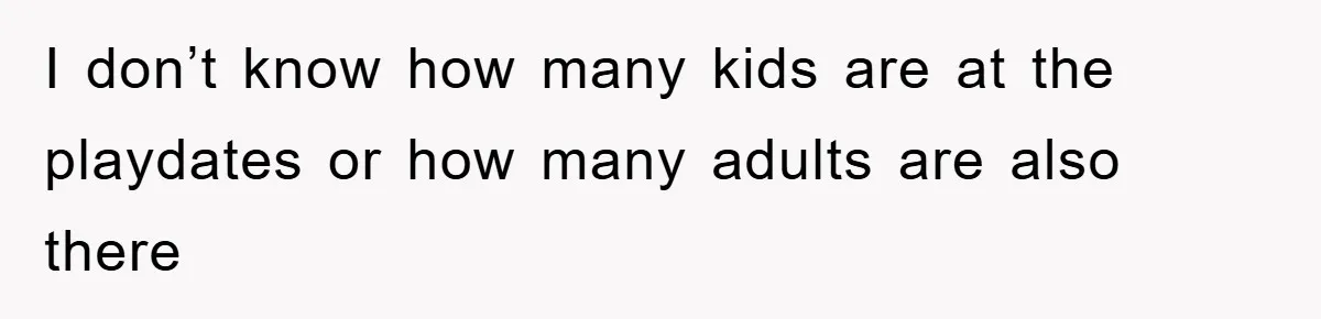 I don’t know how many kids are at the playdates or how many adults are also there