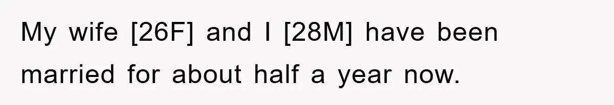 My wife [26F] and I [28M] have been married for about half a year now.
