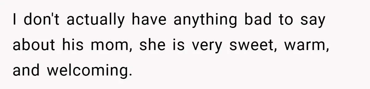 I don't actually have anything bad to say about his mom, she is very sweet, warm, and welcoming.