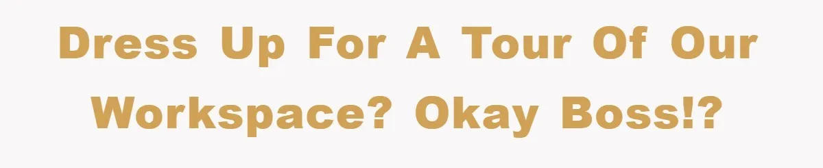 Dress up for a tour of our workspace? Okay boss!?