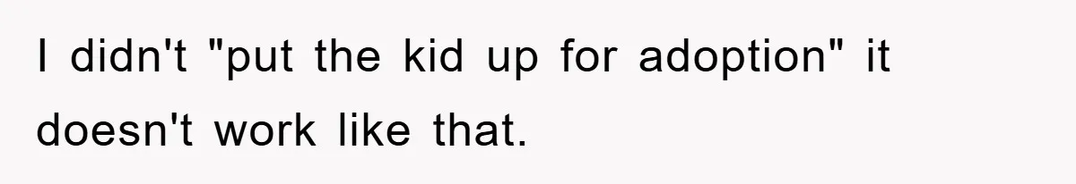 I didn't "put the kid up for adoption" it doesn't work like that.
