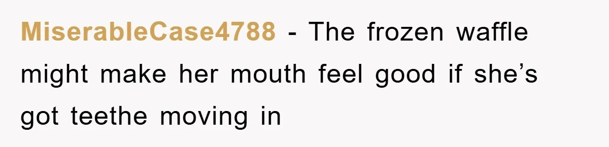 MiserableCase4788 - The frozen waffle might make her mouth feel good if she’s got teethe moving in