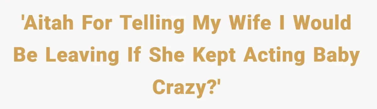 'AITAH for telling my wife I would be leaving if she kept acting baby crazy?'