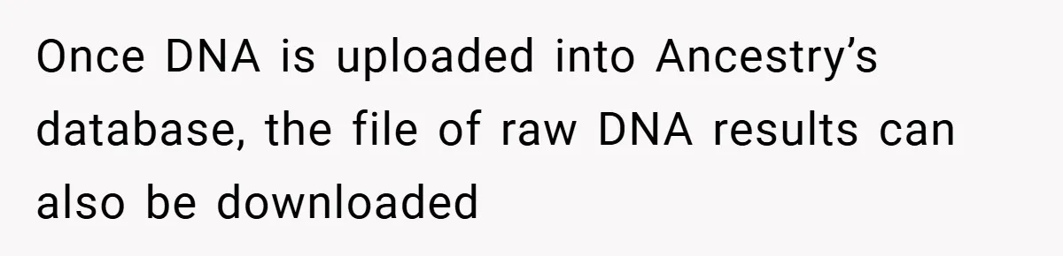 Once DNA is uploaded into Ancestry’s database, the file of raw DNA results can also be downloaded