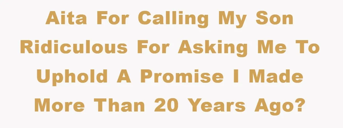 AITA for calling my son ridiculous for asking me to uphold a promise I made more than 20 years ago?