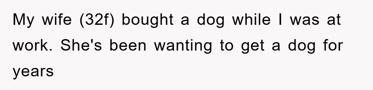 My wife (32f) bought a dog while I was at work. She's been wanting to get a dog for years