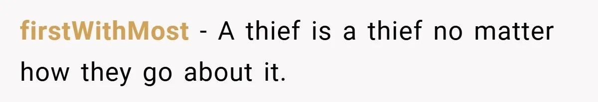 firstWithMost − A thief is a thief no matter how they go about it.
