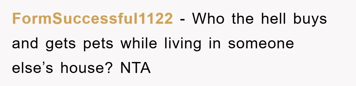 FormSuccessful1122 − Who the hell buys and gets pets while living in someone else’s house? NTA