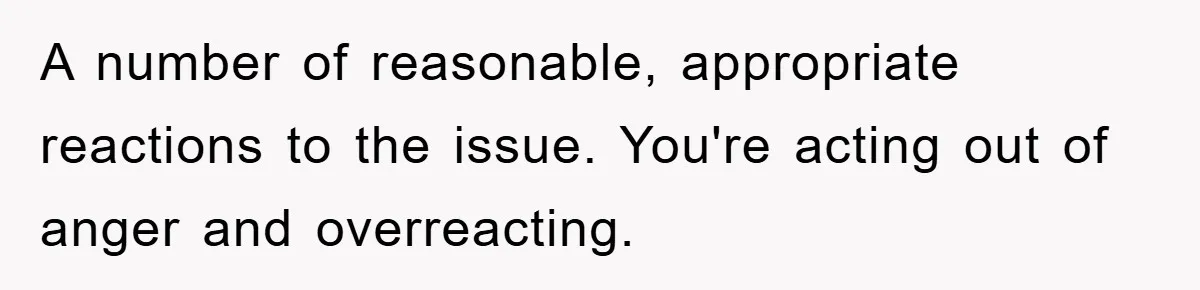 A number of reasonable, appropriate reactions to the issue. You're acting out of anger and overreacting.