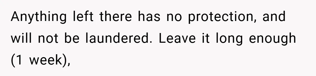 Anything left there has no protection, and will not be laundered. Leave it long enough (1 week),