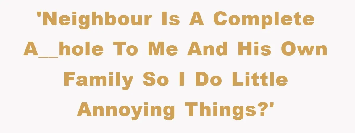 'Neighbour is a complete a__hole to me and his own family so I do little annoying things?'