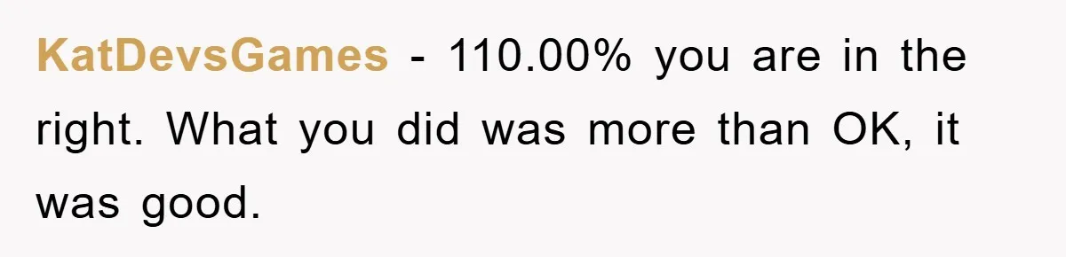 KatDevsGames - 110.00% you are in the right. What you did was more than OK, it was good.