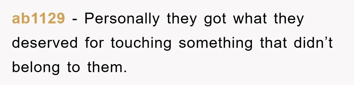 ab1129 - Personally they got what they deserved for touching something that didn’t belong to them.