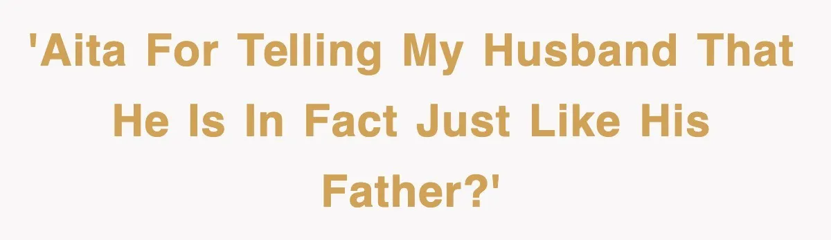 'AITA for telling my husband that he is in fact just like his father?'