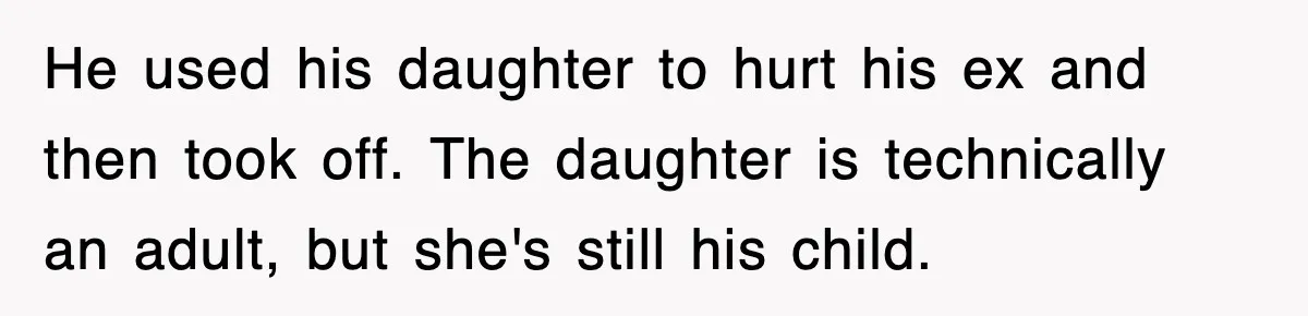 Mother Declines To Go To Daughter’s Graduation After She Chose Her Absent Father Over Her He used his daughter to hurt his ex and then took off. The daughter is technically an adult, but she's still his child.