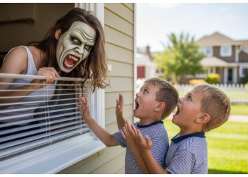 Neighbor’s Kids Keep Peeking Into Her Bedroom, So She Scares Them with a Demon Mask - They Never Come Back Neighbor’s Kids Keep Peeking Into Her Bedroom, So She Scares Them with a Demon Mask – They Never Come Back