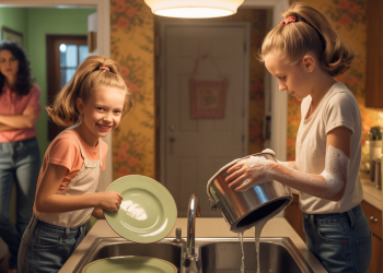 Older Sister Tries To Do Half The Dishes, Middle Child Delivers Perfect Payback
