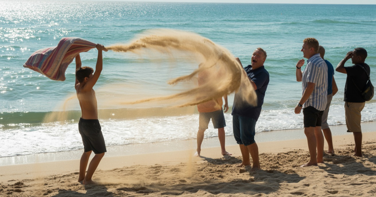 Kid Forced To Move Her Towel, Accidentally Teaches Uncle A Sandy Lesson