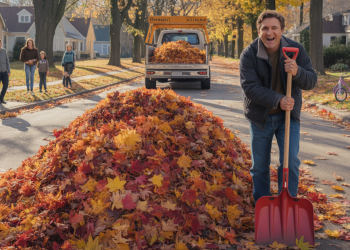 City Orders Man To Keep Leaves On His Curb, He Builds A 12-Foot Monument To Obedience