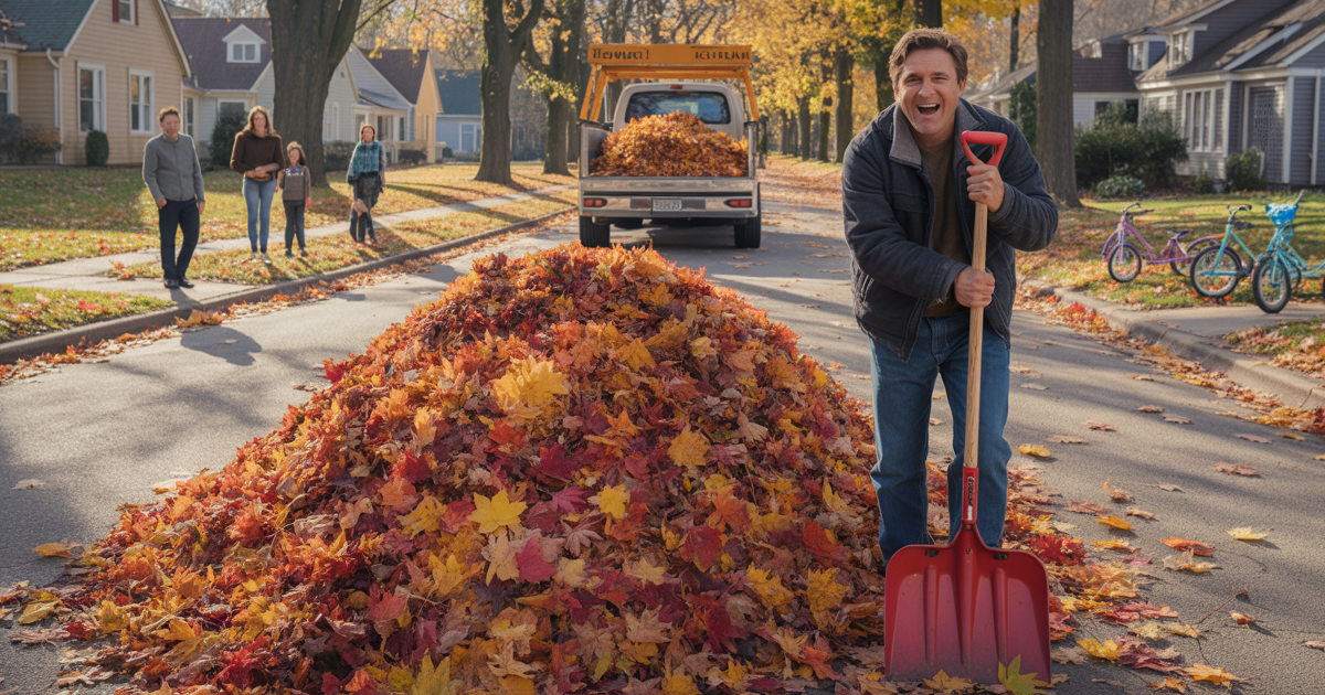 City Orders Man To Keep Leaves On His Curb, He Builds A 12-Foot Monument To Obedience