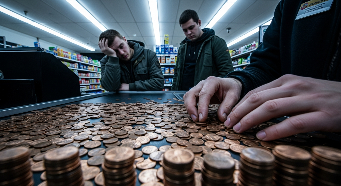 Two Pranksters Slammed Down Pennies, But the Cashier Was Ready
