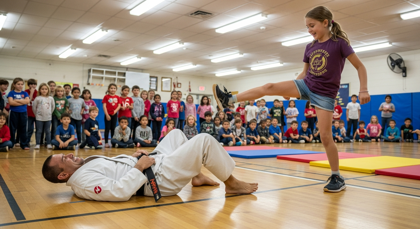 Girl's Epic Kick Crushes Creepy Instructor's Ego in Gym Demo