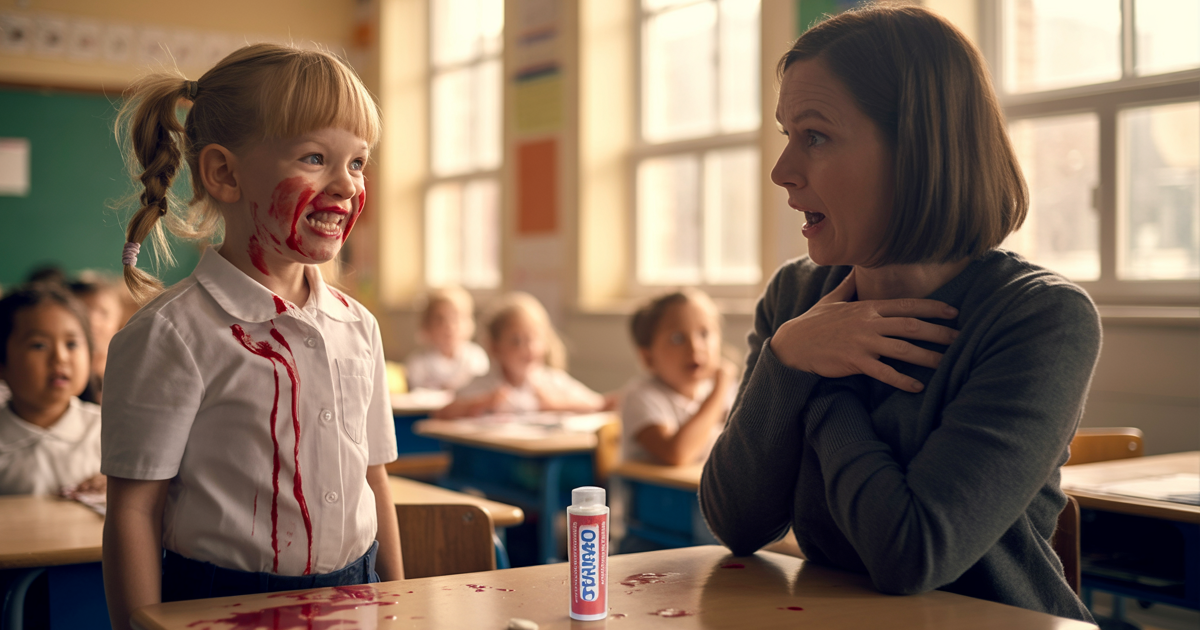 Teacher Bans Little Girl’s Lip Balm, So She Gives Her A Smile That Sends The Whole School Screaming