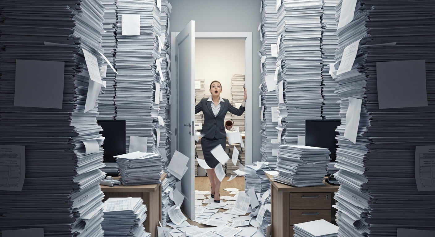 Worker Buries Boss's Office in Paper, Uses an Email to Save His Job