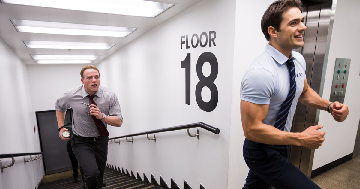 Manager Sends Auditor To Time His Every Move, So He Makes Auditor Chase Him Up 20 Floors