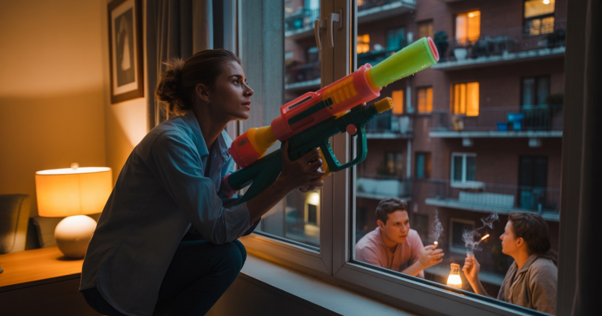 Neighbor’s Smoking Kept Sweeping Into Her Apartment, So She Bought A Super Soaker For Revenge