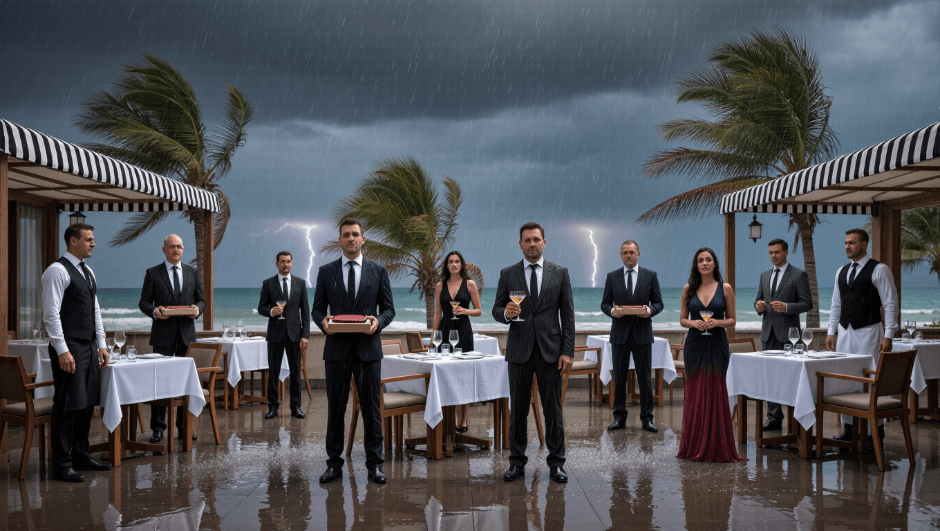 Waiter Warns Rich Diners About Rain They Laugh Until Their Steak Gets Soaked