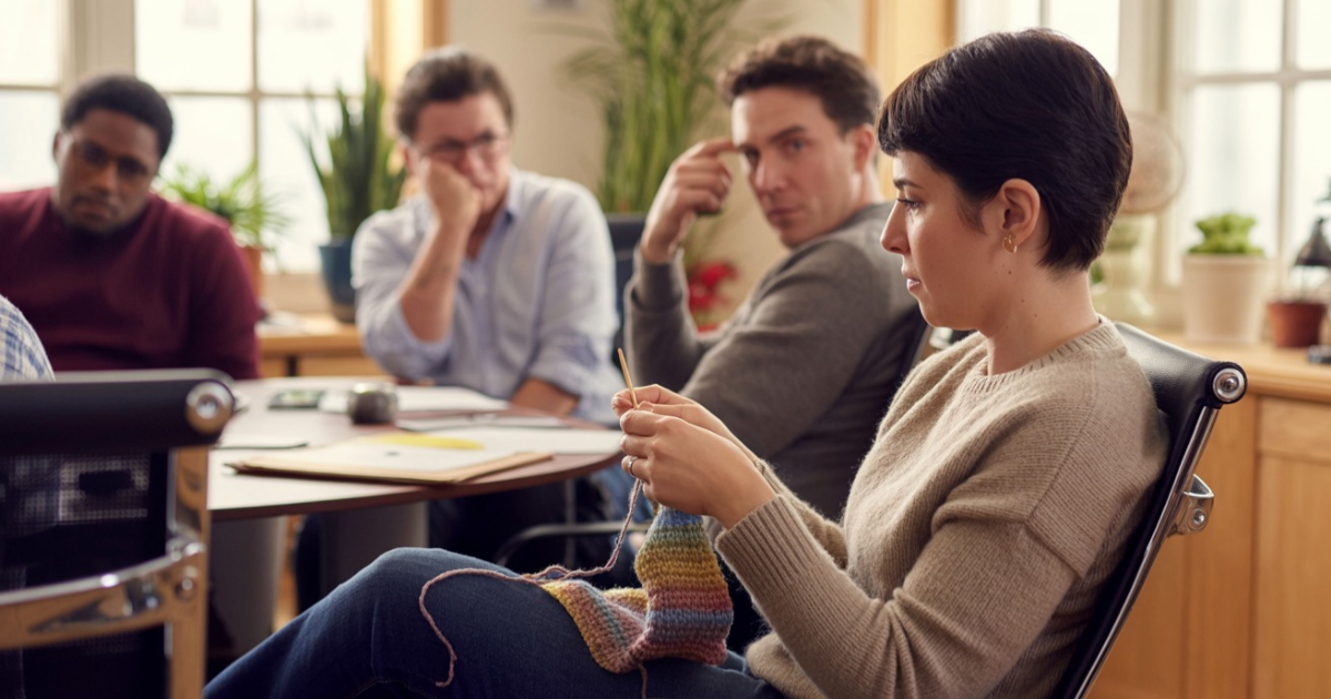 Woman Knits And Crochets During Work Meetings, Is It Disrespectful?