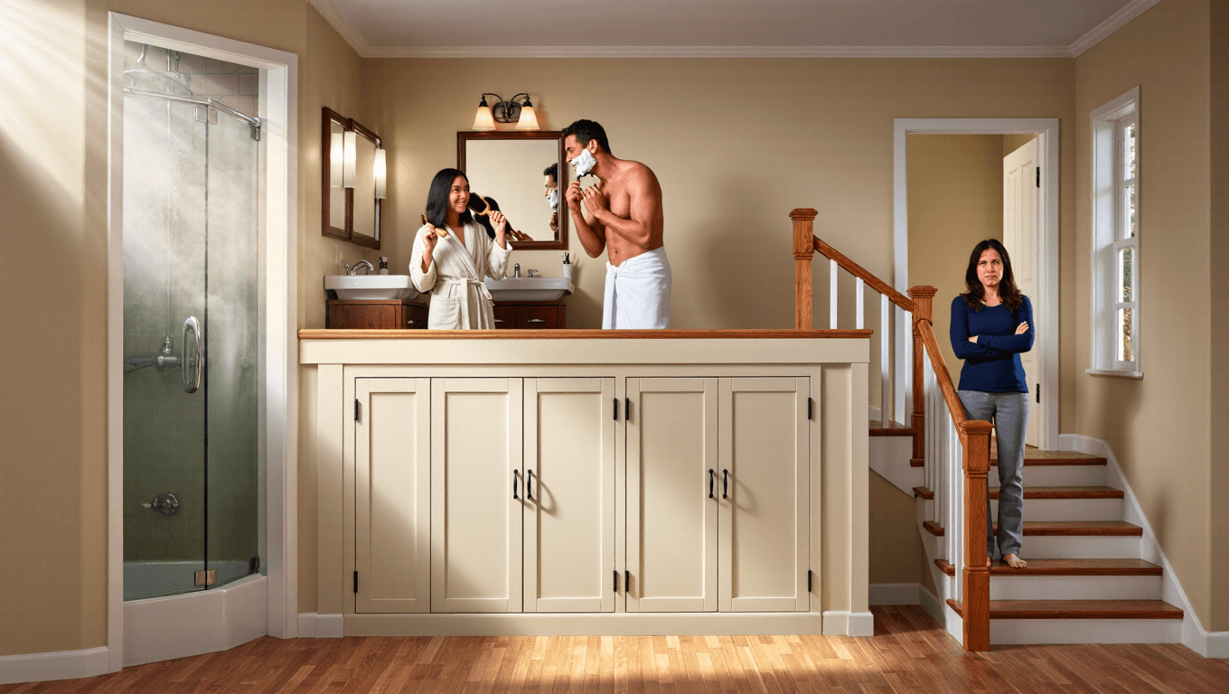 Mom Blocks Husband From Bathroom, Then Gets Mad When He Uses Daughter’s