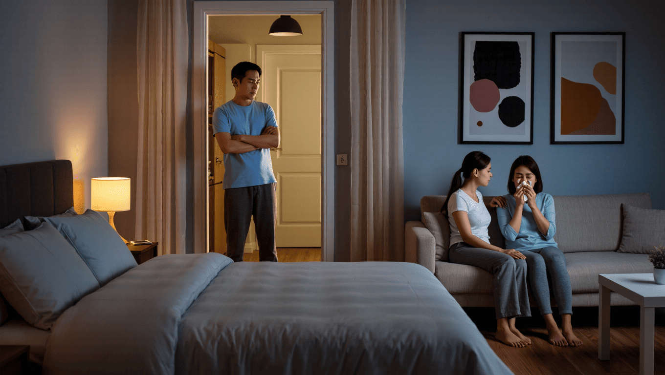 Boyfriend Refuses to Give Up His Bed After Girlfriend Brings Home a Heartbroken Friend