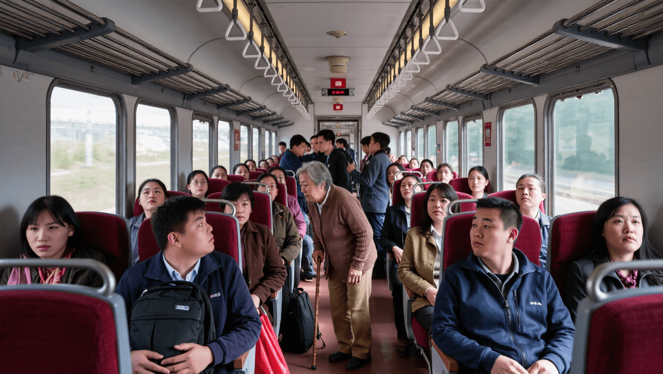 Older Woman Outsmarts Rude Passenger on a Packed Train