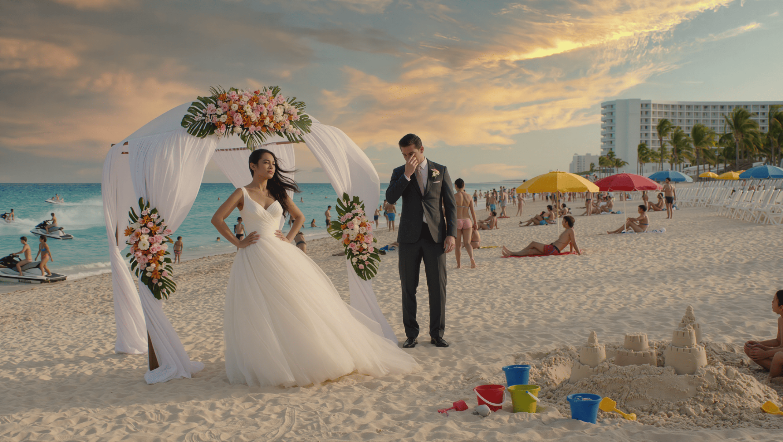 Bridezilla Demands Strangers Vanish From Public Beach Wedding Photos During Busy Cancun Ceremony Bridezilla Demands Strangers Vanish From Public Beach Wedding Photos During Busy Cancun Ceremony