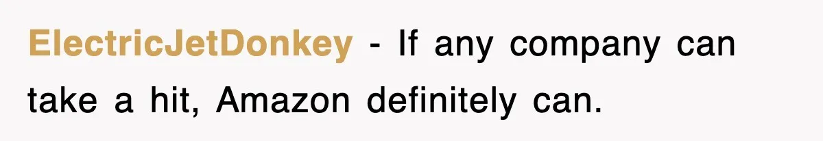 ElectricJetDonkey − If any company can take a hit, Amazon definitely can.