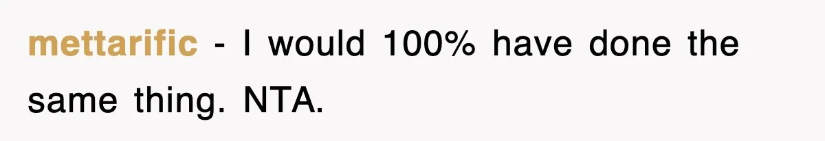 mettarific − I would 100% have done the same thing. NTA.