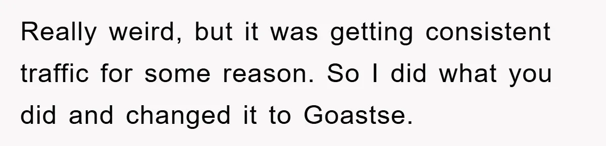 Really weird, but it was getting consistent traffic for some reason. So I did what you did and changed it to Goastse.