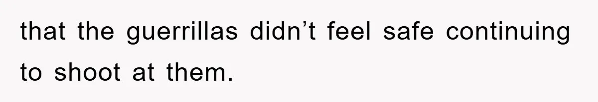 that the guerrillas didn’t feel safe continuing to shoot at them.