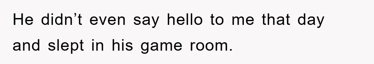 He didn’t even say hello to me that day and slept in his game room.