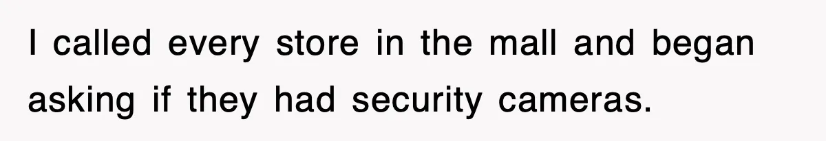 I called every store in the mall and began asking if they had security cameras.