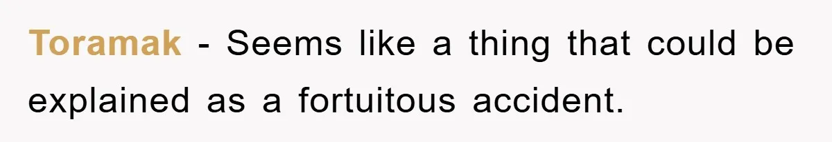 Toramak − Seems like a thing that could be explained as a fortuitous accident.