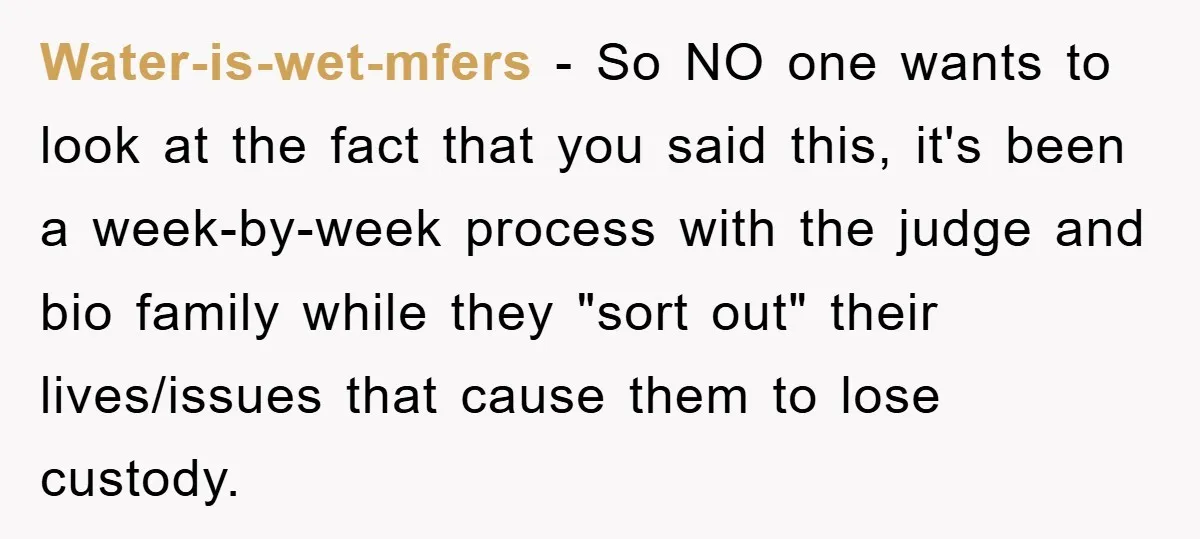 Water-is-wet-mfers − So NO one wants to look at the fact that you said this, it's been a week-by-week process with the judge and bio family while they "sort out"...