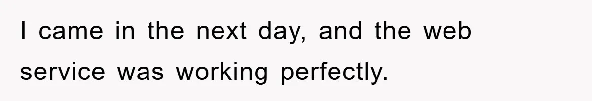 I came in the next day, and the web service was working perfectly.