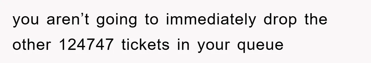 you aren’t going to immediately drop the other 124747 tickets in your queue