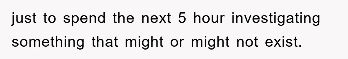 just to spend the next 5 hour investigating something that might or might not exist.