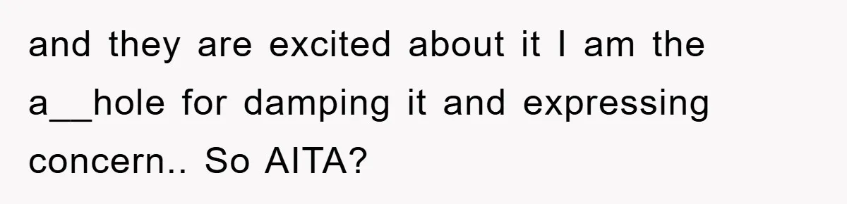 and they are excited about it I am the a__hole for damping it and expressing concern.. So AITA?