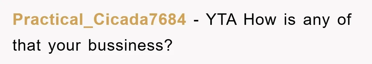 Practical_Cicada7684 − YTA How is any of that your bussiness?